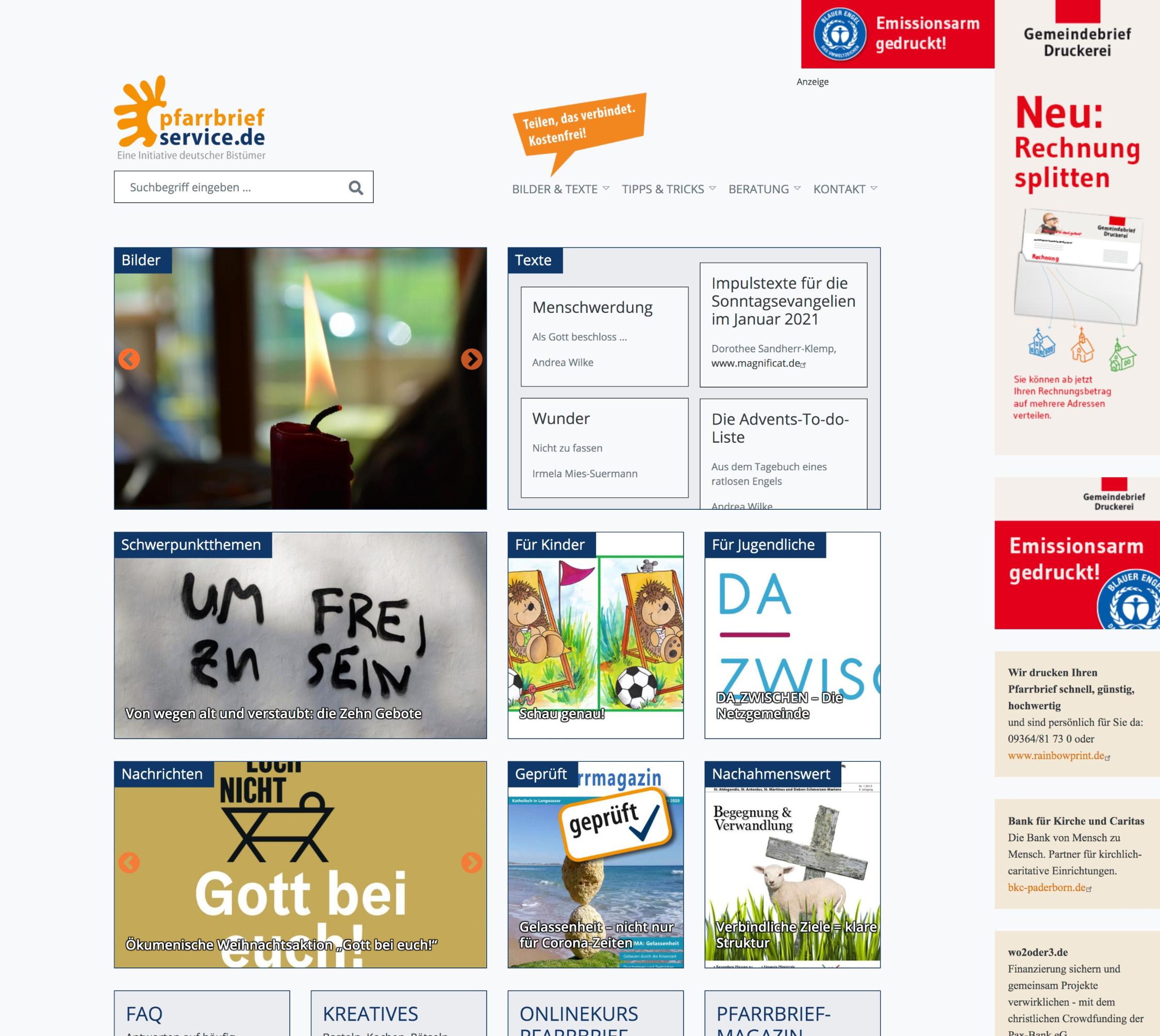 Relaunch Pfarrbriefservice.de
