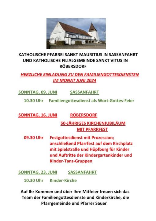Plakat Familiengottesdienste Juni