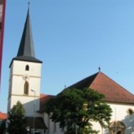 Bild mit Außenansicht der Pfarrkirche Sankt Vitus in Hirschaid
